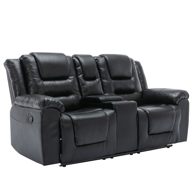 Home Theater Recliner Set Manual Recliner Chair With Wide Armrest, Two Built-In Cup Holders For Living Room