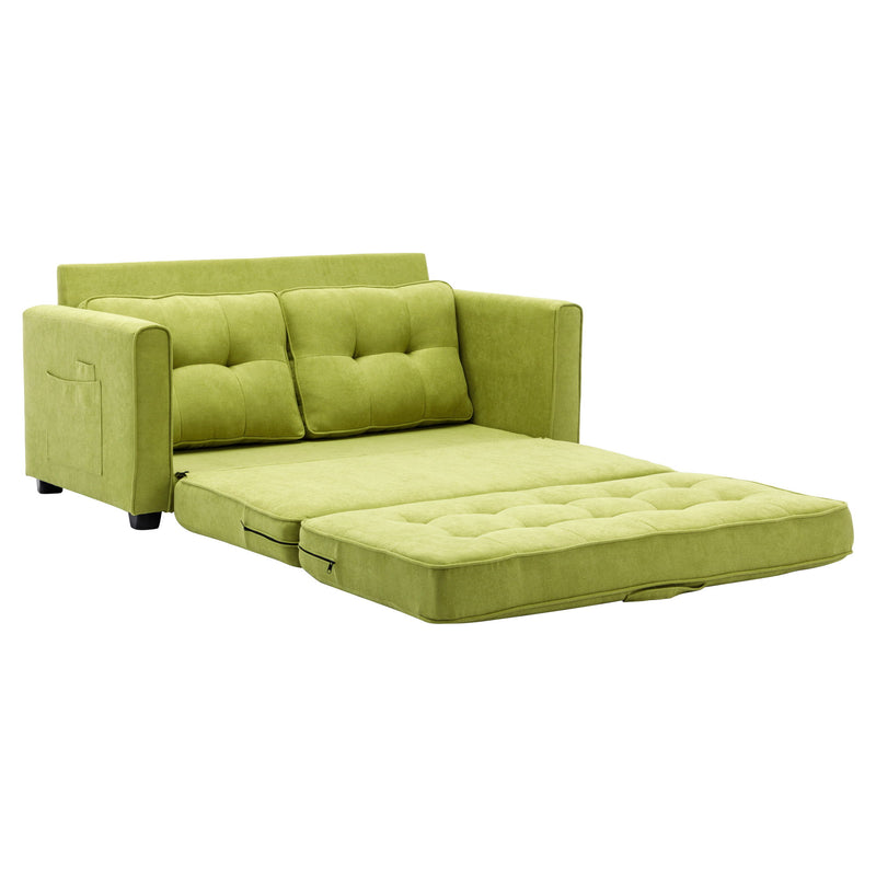 Loveseat Sofa With Pull-Out Bed Modern Upholstered Couch With Side Pocket For Living Room Office