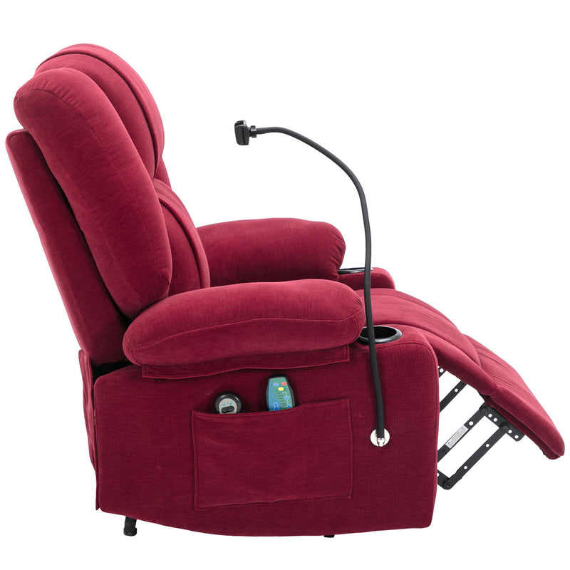 Power Lift Recliner Chair Electric Recliner For Elderly Recliner Chair With Massage And Heating Functions, Remote, Phone Holder Side Pockets And Cup Holders For Living Room