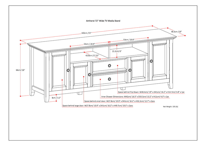 Amherst - 72" Wide TV Media Stand