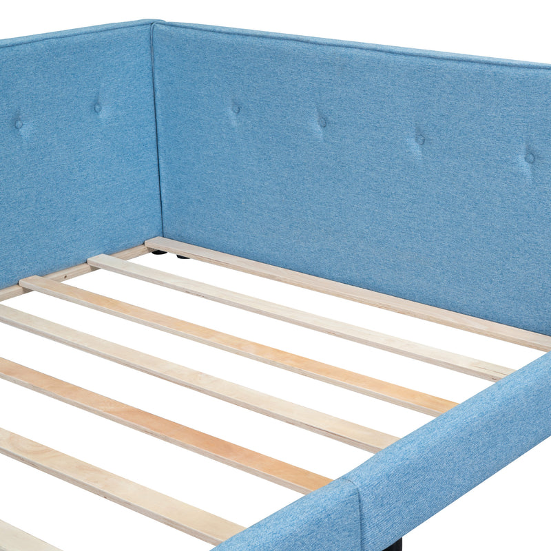 Upholstered Full Size Tufted Platform Bed, Blue