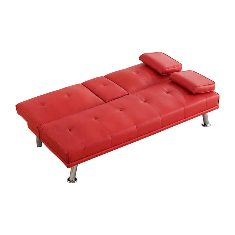 Leather Multifunctional Double Folding Sofa Bed For Office With Coffee Table