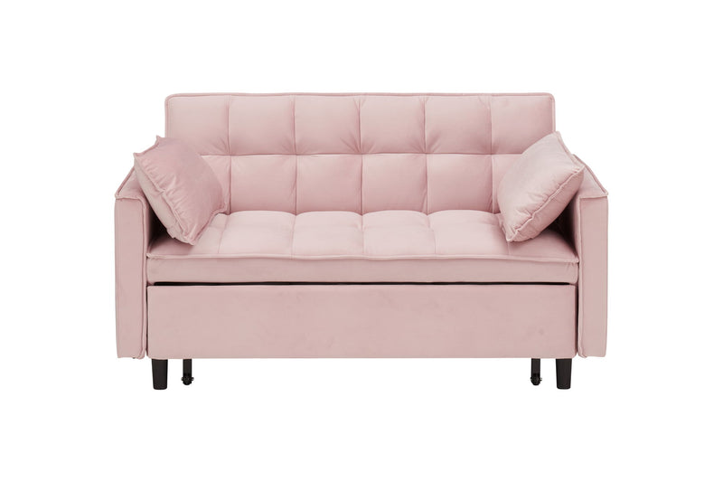 Modern Velvet Sofa, Sofa Pull-Out Bed, Small Love Seat Casual Sofa With Back, With Pillow, Pockets, Living Room Furniture, 3 In 1 Convertible Sleep Sofa Bed