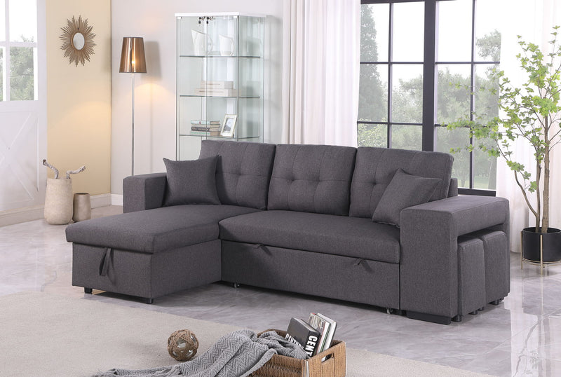 Daniel - Upholstered Reversible Sectional With Pull Out Loveseat