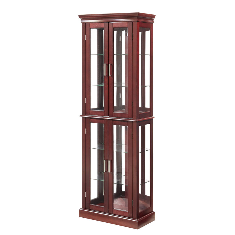 Curio Cabinet Lighted Curio Diapaly Cabinet With Adjustable Shelves And Mirrored Back Panel, Tempered Glass Doors (6 Tier), (E26 Light Bulb Not Included)