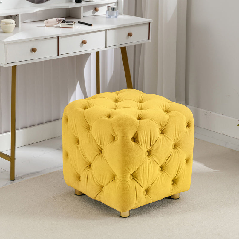 Modern Velvet Upholstered Ottoman, Exquisite Small End Table, Soft Foot Stool, Dressing Makeup Chair, Comfortable Seat For Living Room, Bedroom, Entrance