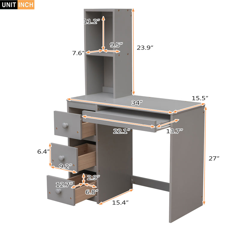 Twin Size Loft Bed with a Stand-alone Bed, Storage Staircase, Desk, Shelves and Drawers, Gray