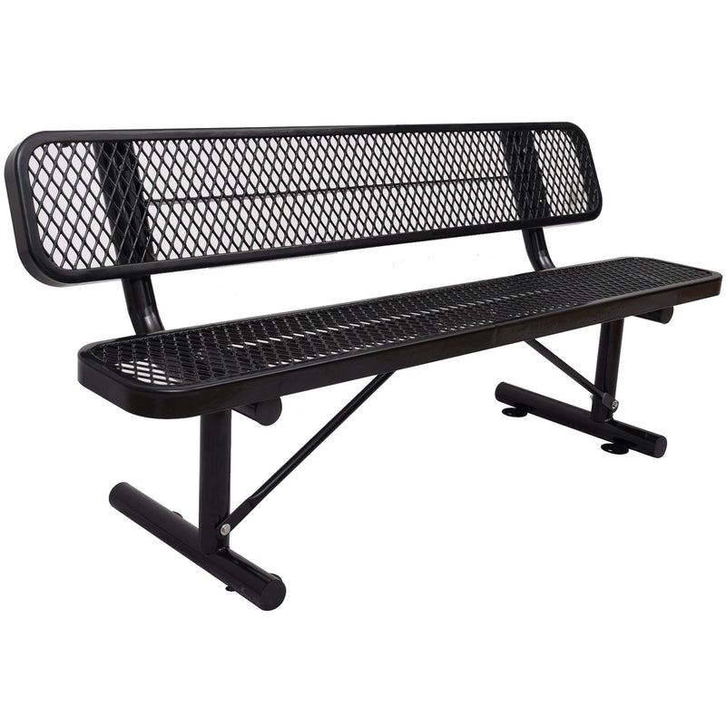 6' Outdoor Steel Bench With Backrest