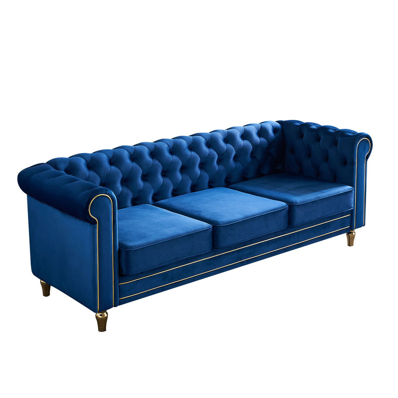 Chesterfield - Velvet Sofa 84.65" For Living Room