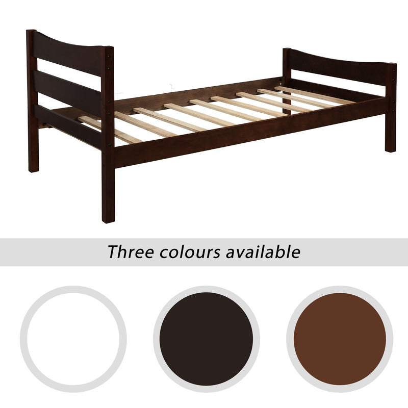 Twin Size Platform Bed With Headboard And Wooden Slat Support