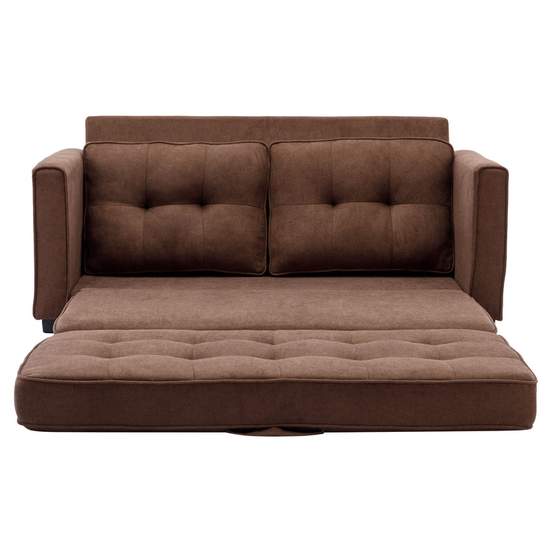 Loveseat Sofa With Pull-Out Bed Modern Upholstered Couch With Side Pocket For Living Room Office