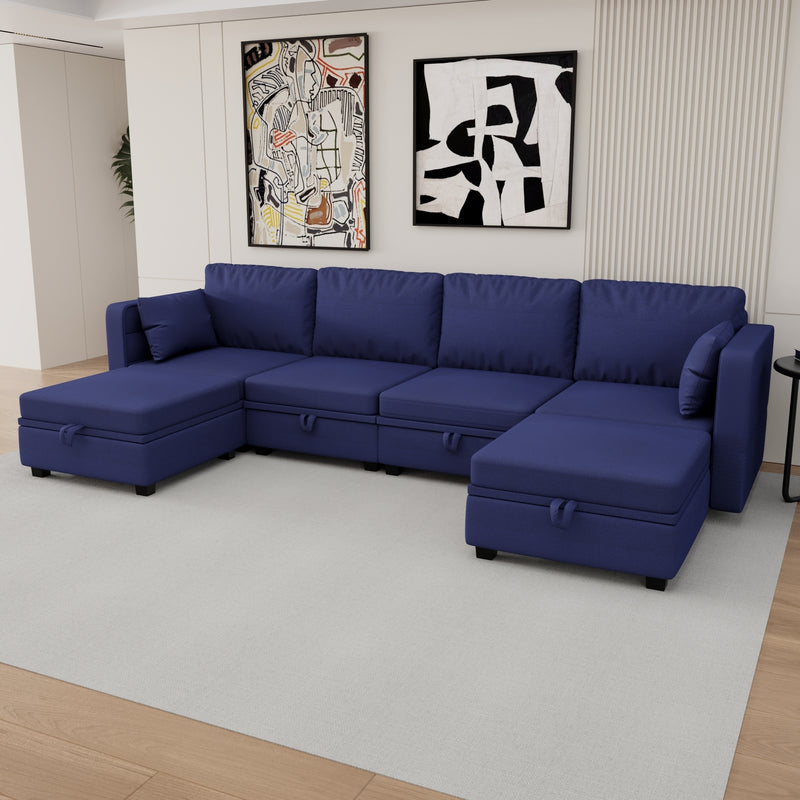 UNITED WE WIN Modular Sectional Sofa U Shaped Modular Couch with Reversible Chaise Modular Sofa Sectional Couch with Storage Seats