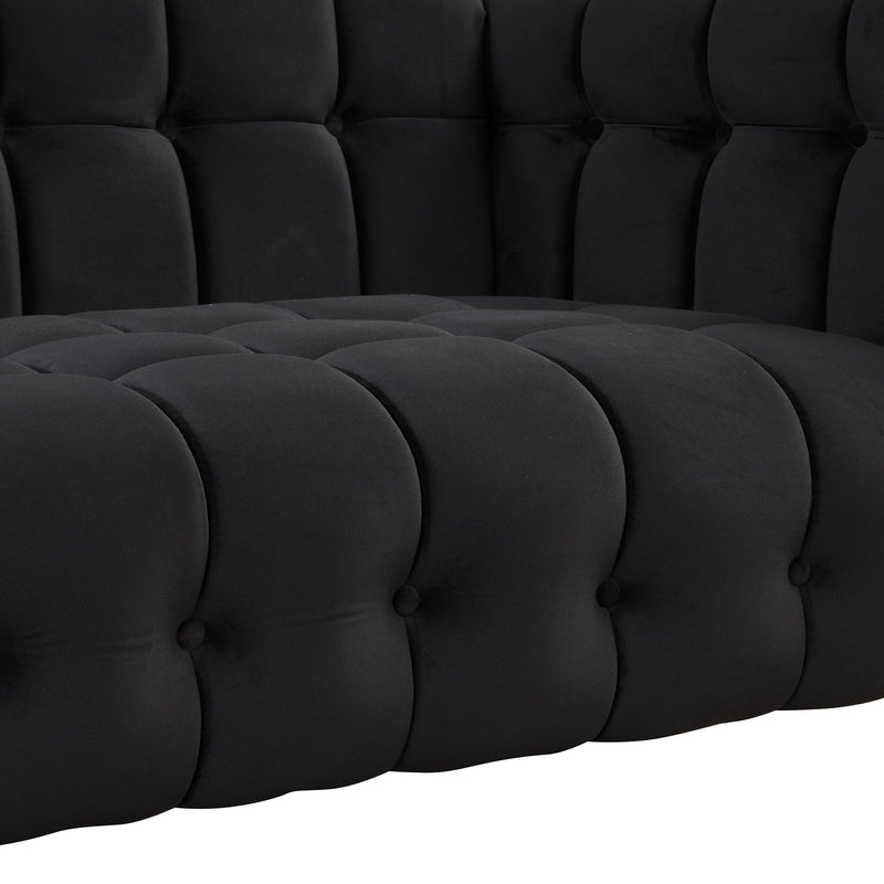 Modern Sofa Dutch Fluff Upholstered Sofa With Solid Wood Legs, Buttoned Tufted Backrest