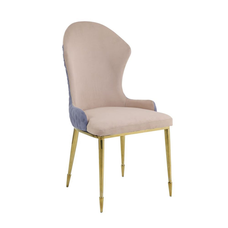 Caolan - Side Chair (Set of 2) - Tan, Lavender Fabric & Gold