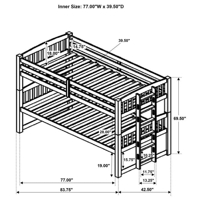 Kensington - Twin Over Twin Bunk Bed With Trundle - Cappuccino