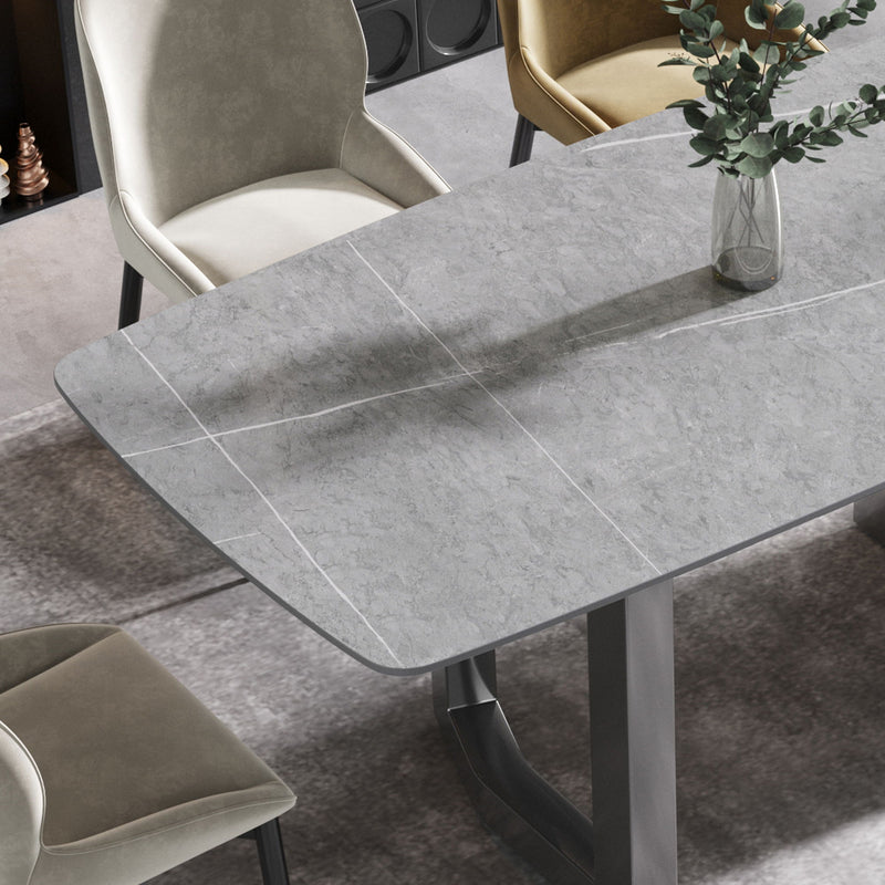 70.87" Modern Artificial Stone Dining Table, Can Accommodate 6-8 People - Gray