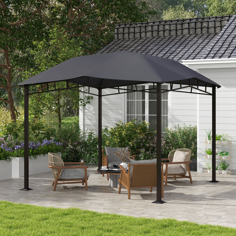 Outsunny - 10' x 10' Soft Top Patio Gazebo Outdoor Canopy With Unique Geometric Design Roof, All-Weather Steel Frame - Gray