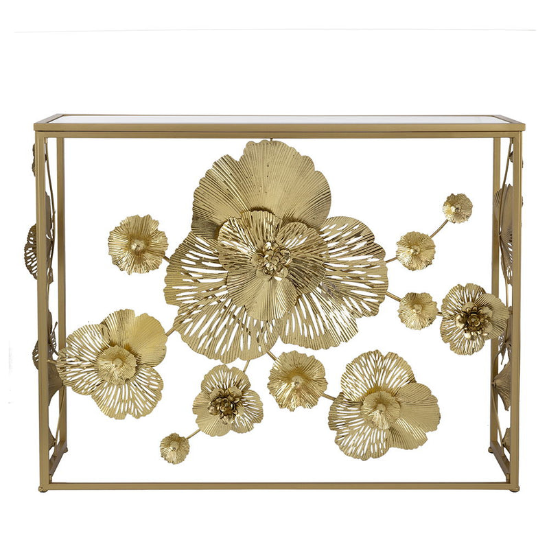 Console Table With Mirrored Glass Top, Modern Entryway Table For Living Room Foyer Entryway - Gold