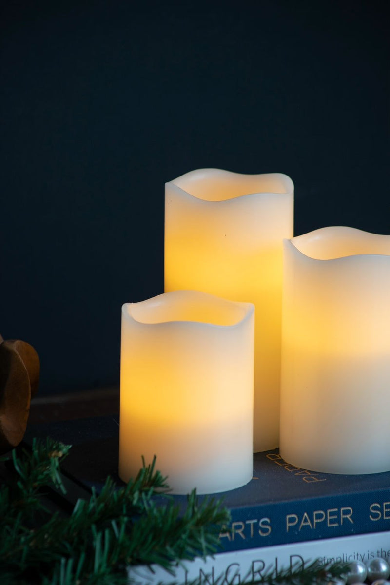 Led Candles With Remote Timer (Set of 3) - Ivory