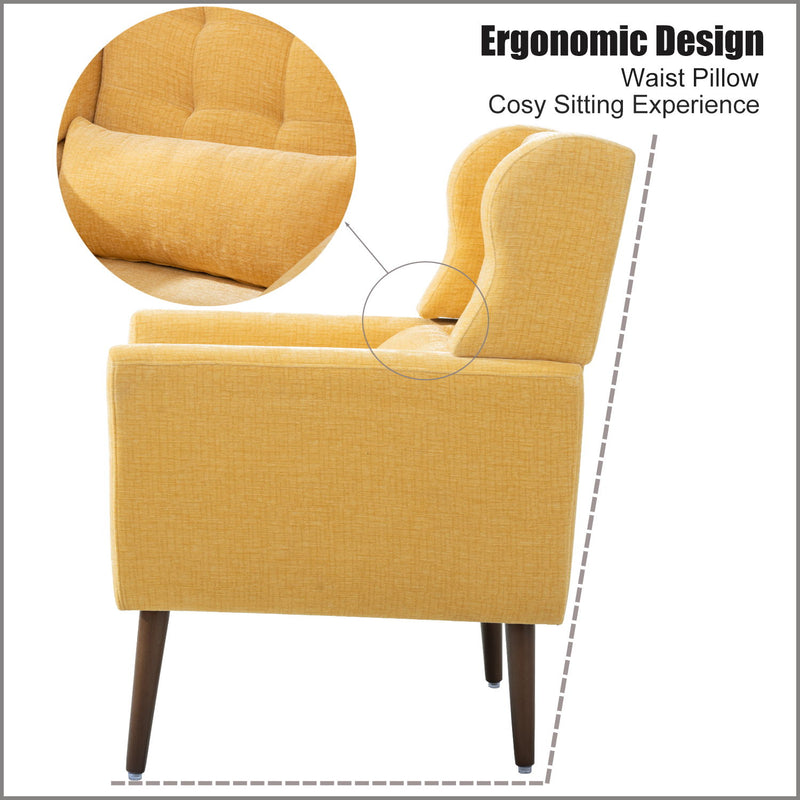 Modern Accent Chair Upholstered Foam Filled Living Room Chairs Comfy Reading Chair Mid-Century Modern Chair With Chenille Fabric Lounge Arm Chairs Armchair For Living Room Bedroom