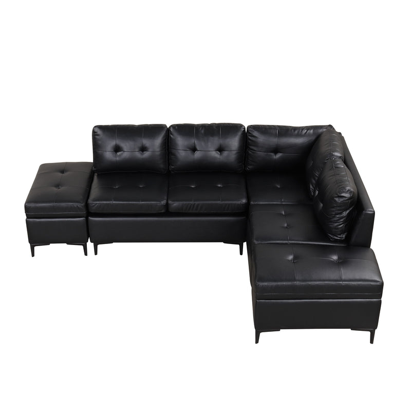 L-Shaped Corner Sofa Sectional Sofa Couch With Movable Storage Ottomans For Living Room