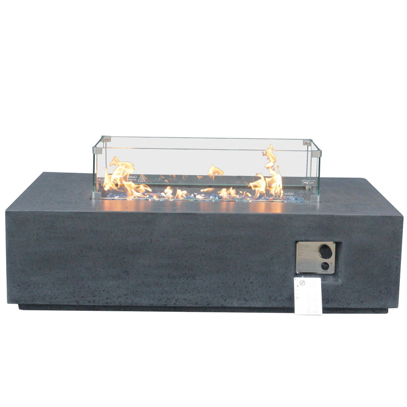 Outdoor Concrete Propane Gas Rectangle Fire Pit Table