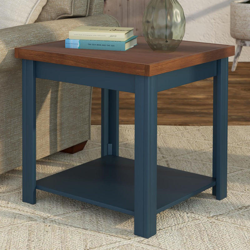 Nantucket - 24" Side Table - Blue Denim And Whiskey