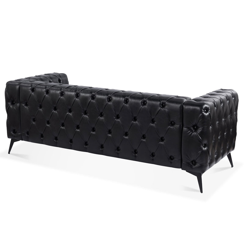 Square Arm Removable Cushion 3 Seater Sofa - Black