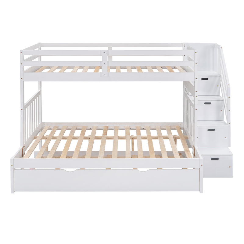 Twin over Twin/Full Bunk Bed with Twin Size Trundle (White)(OLD SKU :LP000025AAK)