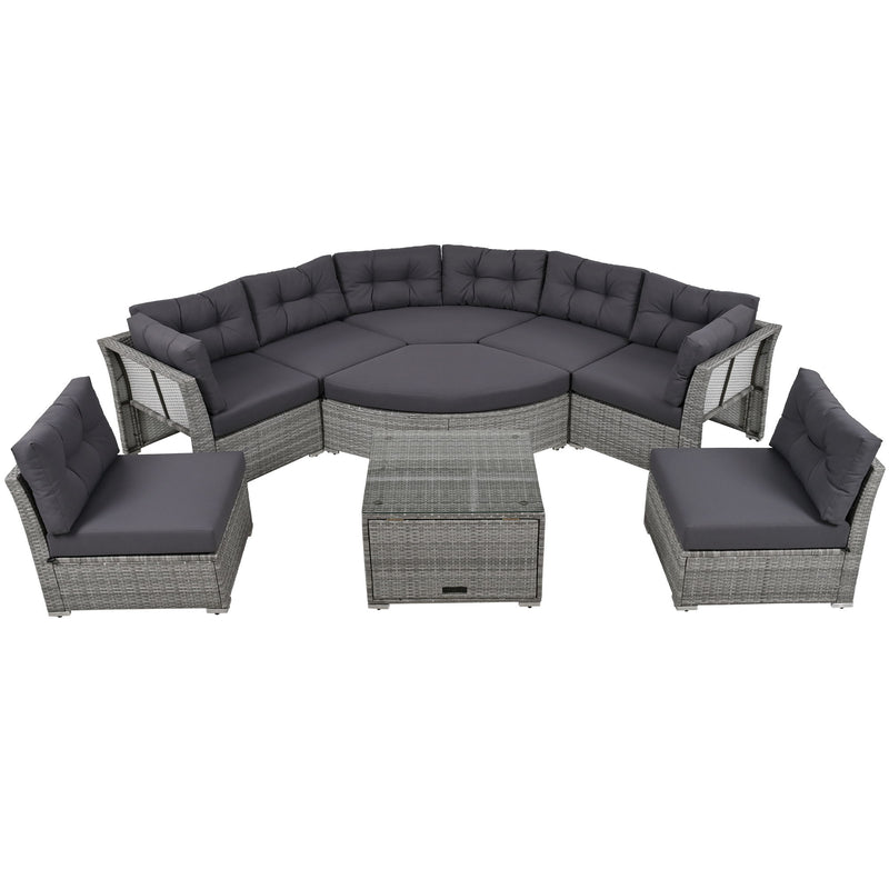 Patio Furniture Set Outdoor Furniture Daybed Rattan Sectional Furniture Set Patio Seating Group With Cushions And Center Table For Patio, Lawn, Backyard, Pool - Gray