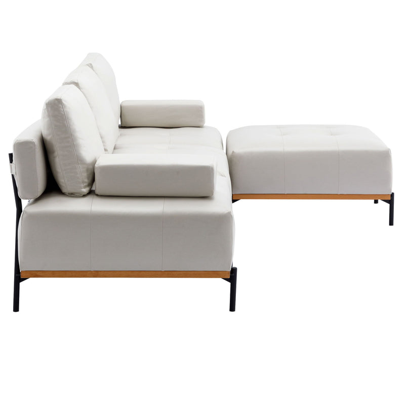 L-Shape Sectional Sofa 3 Seater Couches With A Removable Ottoman, Comfortable For Living Room