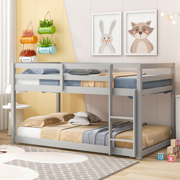 Twin over Twin Floor Bunk Bed,Grey(New SKU:W504P148536)