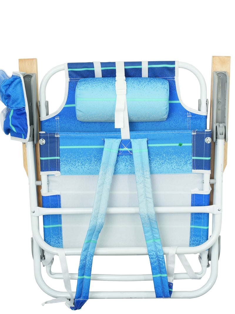 24.8" 2 Piece Backpack Beach Chairs For Adults Beach Towel Backpack Beach Chairs For Adults 5 Position Chair With Pouch Folding Lightweight Positions Back Pack 13" High - Blue