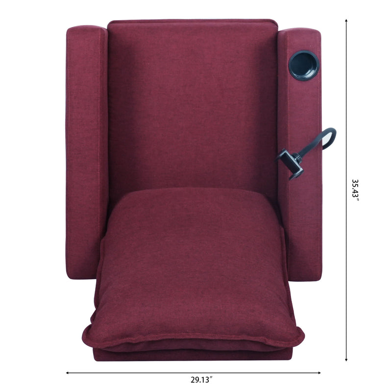 Recliner Chairs For Adults, Adjustable Recliner Sofa With Mobile Phone Holder & Cup Holder, Modern Reclining Chairs Fabric Push Back Recliner Chairs For Living Room, Bedroom