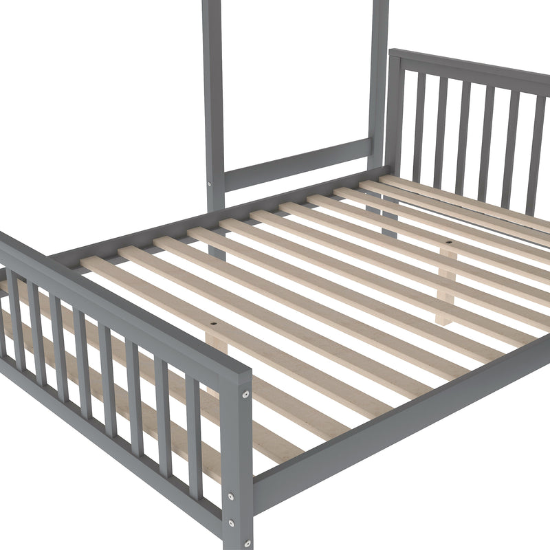 Twin over Full Loft Bed with Staircase,Gray(OLD SKU:SM000107AAE)