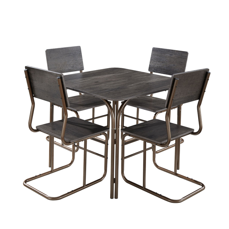 5 Piece Wood Table & 4 Chairs, Modern Dining Table Furniture Set For Home, Kitchen, Dining Room, Dining Table And Chair - Gray