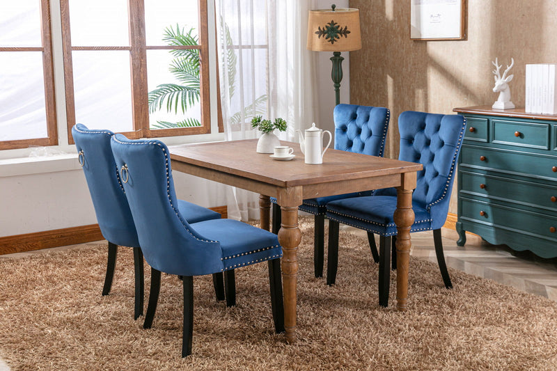 Nikki - Modern, High-End Tufted Solid Wood Contemporary Velvet Upholstered Dining Chair With Wood Legs Nailhead Trim (Set of 2)