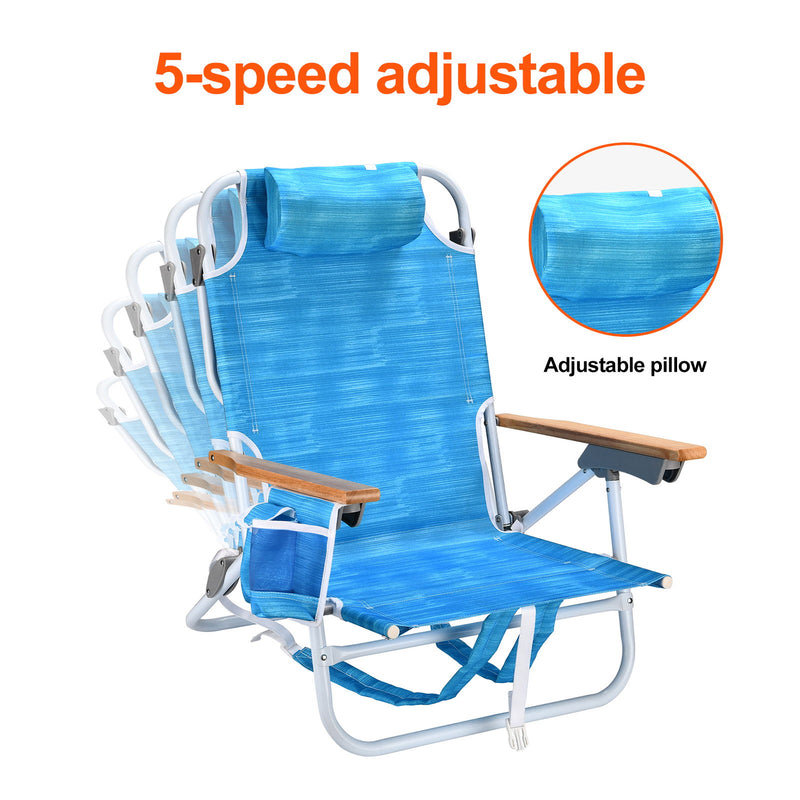 2 Piece Backpack Beach Chairs For Adults Beach Towel Backpack Beach Chairs For Adults 5 Position Chair With Pouch Folding Lightweight Positions Back Pack With Storage Box