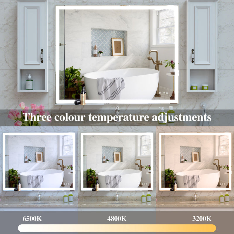 LED Bathroom Vanity Mirror Wall Mounted Adjustable White / Warm / Natural Lights Anti-Fog Touch Switch With Memory Modern Smart Large Bathroom Mirrors