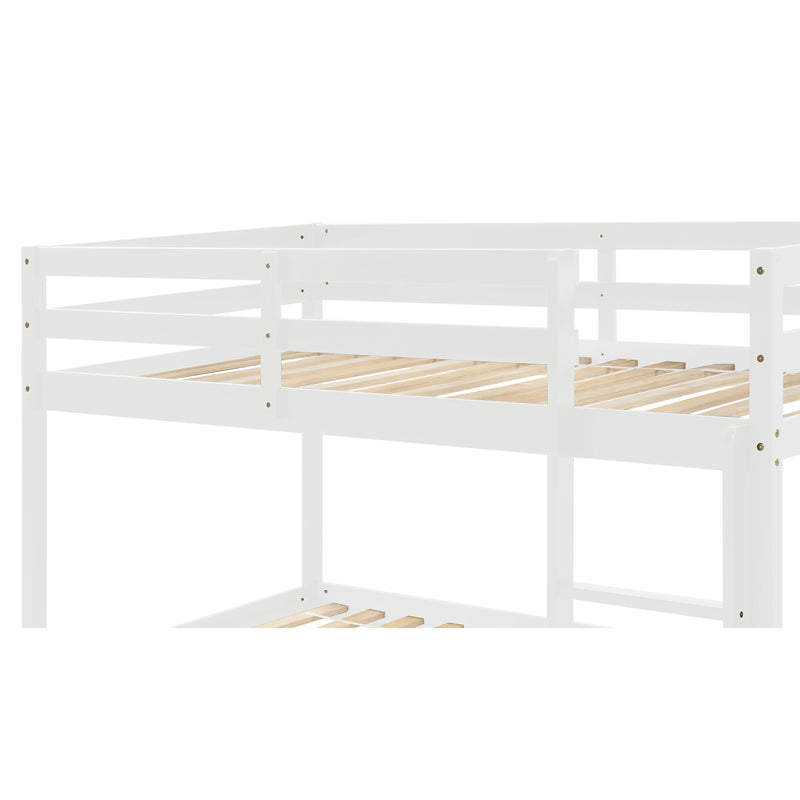 Twin over Twin Floor Bunk Bed, White(New SKU:W504P148538)