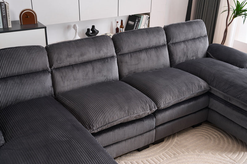 U-Shaped Profile Sofa, Including Two Single Seats And Two Chaise, Modular Sofa, Corduroy Sofa