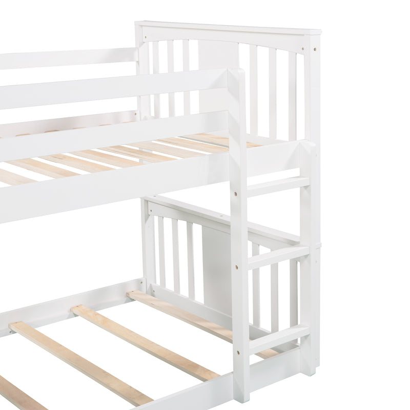 Twin Over Twin Bunk Bed with Slide and Ladder, White (Old SKU：LP000108AAK)