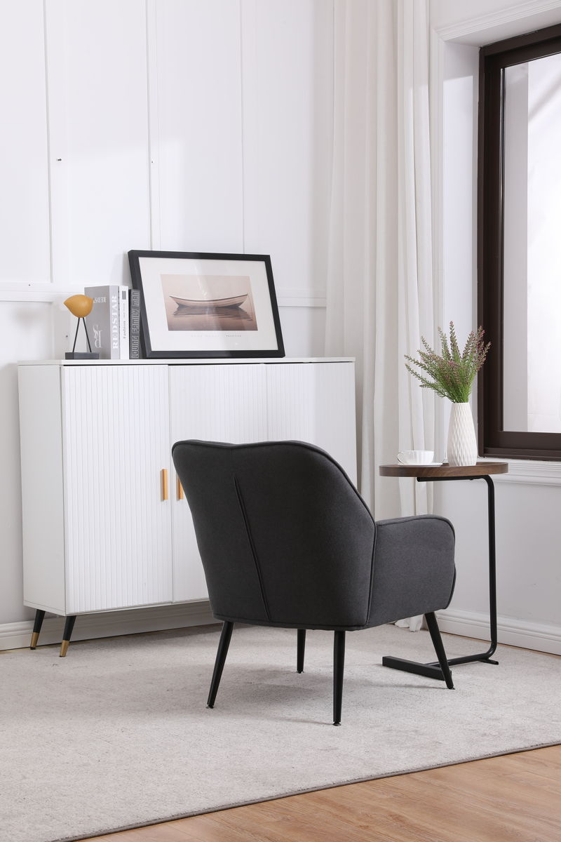 Modern Mid-Century Chair Linen Sherpa Armchair