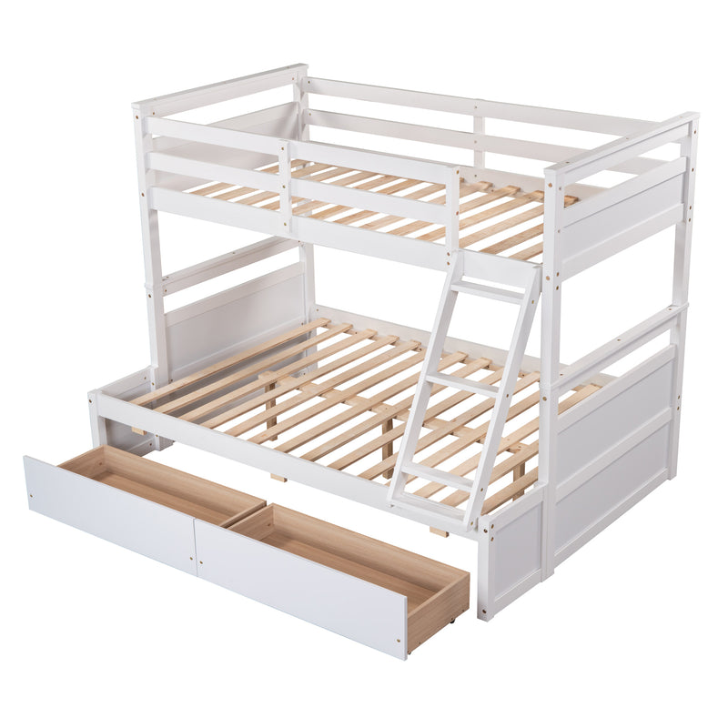 Twin over Full Bunk Bed with Storage - White(OLD SKU :LP000022AAK)