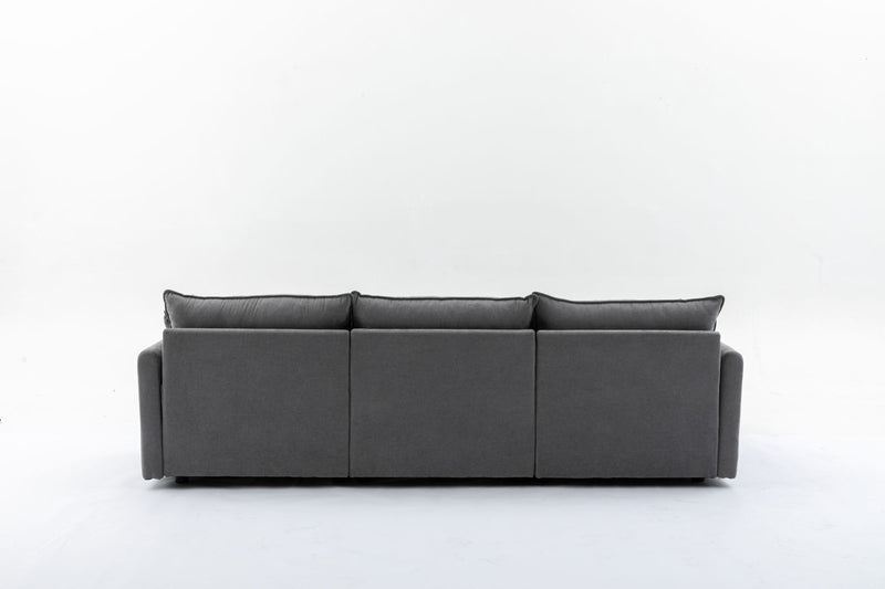 Modular Sectional Sofa, 3-Seater Sofa With Ottoman, Modern L-Shaped Sofa For Living Room Bedroom Apartment