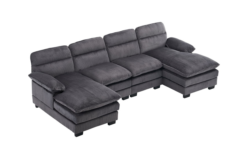 U-Shaped Profile Sofa, Including Two Single Seats And Two Chaise, Modular Sofa, Corduroy Sofa