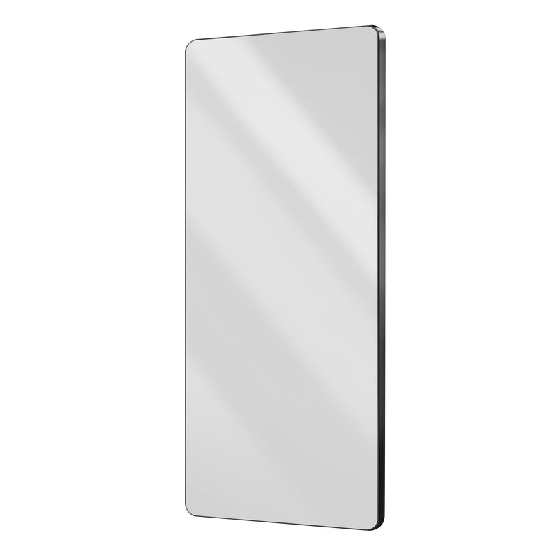 Aluminum Floor Mirror Full Length Mirrors Leaning Rounded Corner Rimless Standing Large Mirror Bedroom - Black / Silver