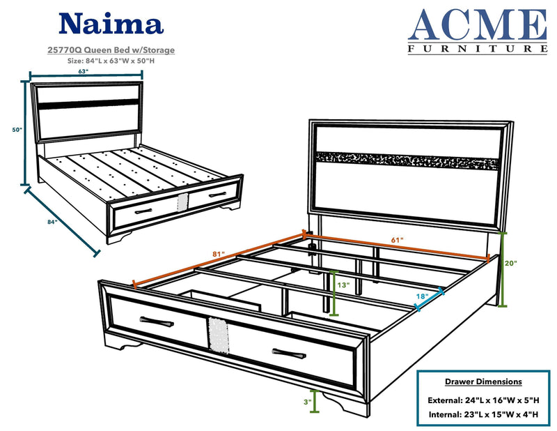 ACME Naima Queen Bed in White 25770Q