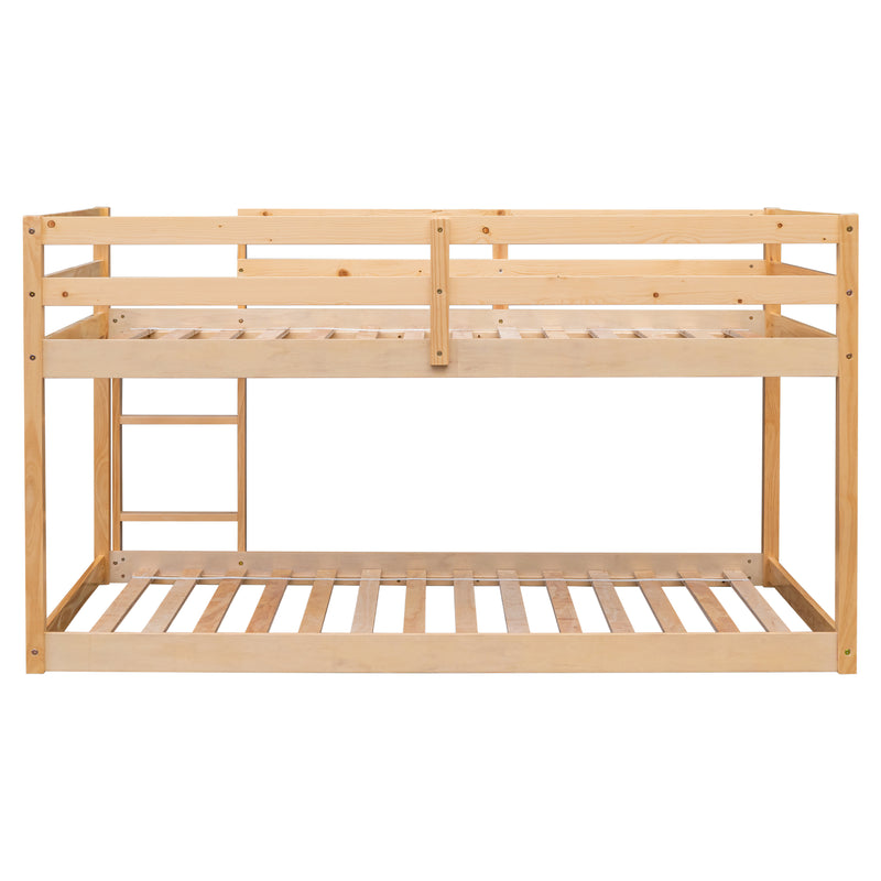 Twin over Twin Floor Bunk Bed,Natural(New SKU:W504P148543)