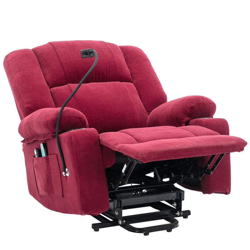 Power Lift Recliner Chair Electric Recliner For Elderly Recliner Chair With Massage And Heating Functions, Remote, Phone Holder Side Pockets And Cup Holders For Living Room